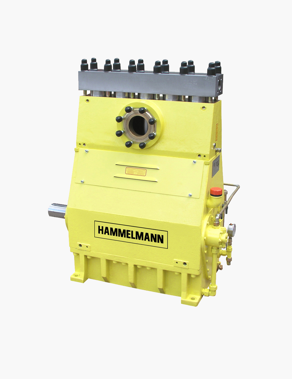 Hochdruck-Plungerpumpe HDP 250 mit 250 kW Leistung und Anschlüssen für Ein- und Auslass